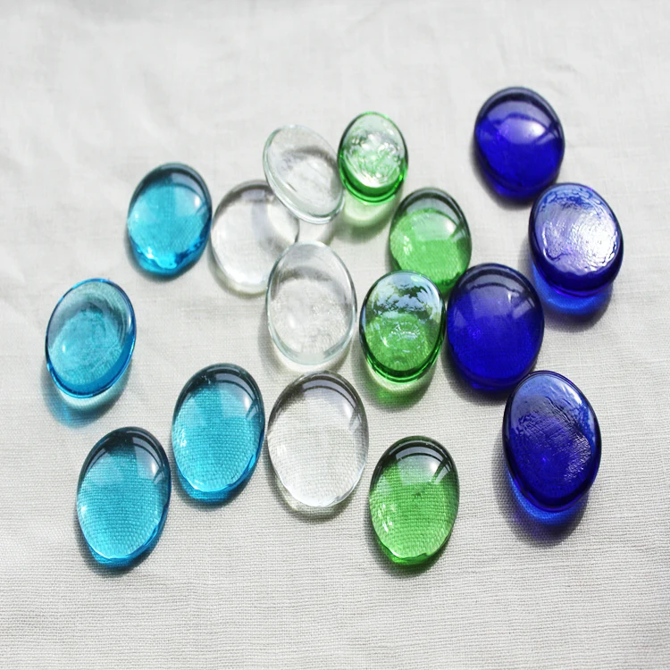 Art blue colored flat back glass bead marbles for sale