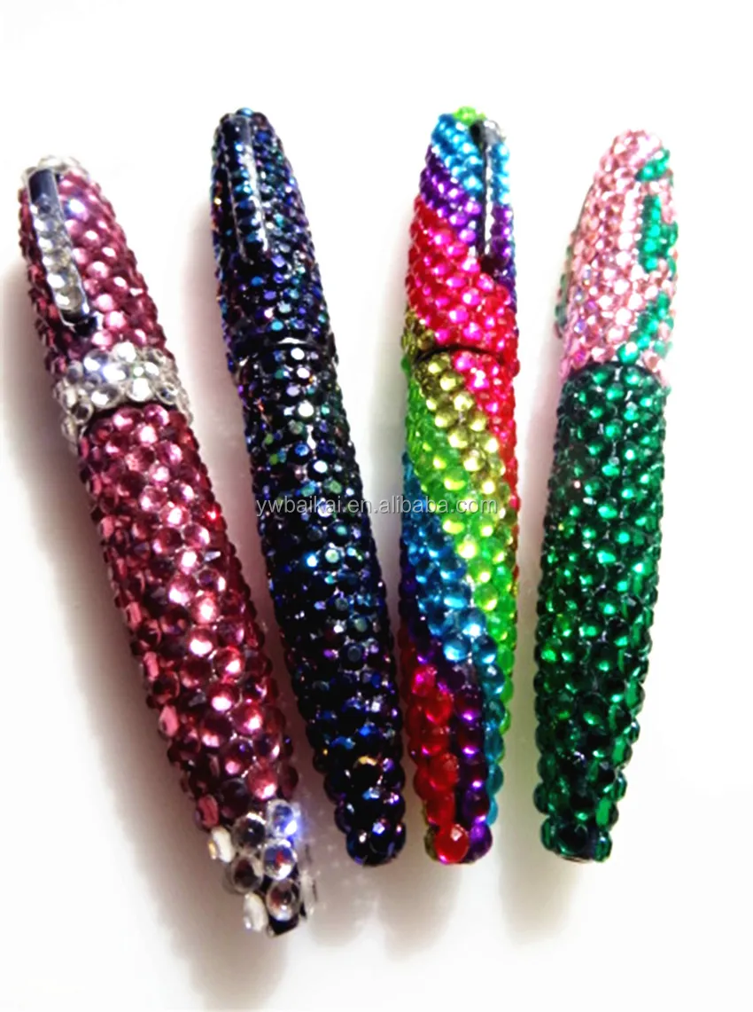 design Rhinestone colorful metal ball pen triangle metal ball pen metal detectable pens
