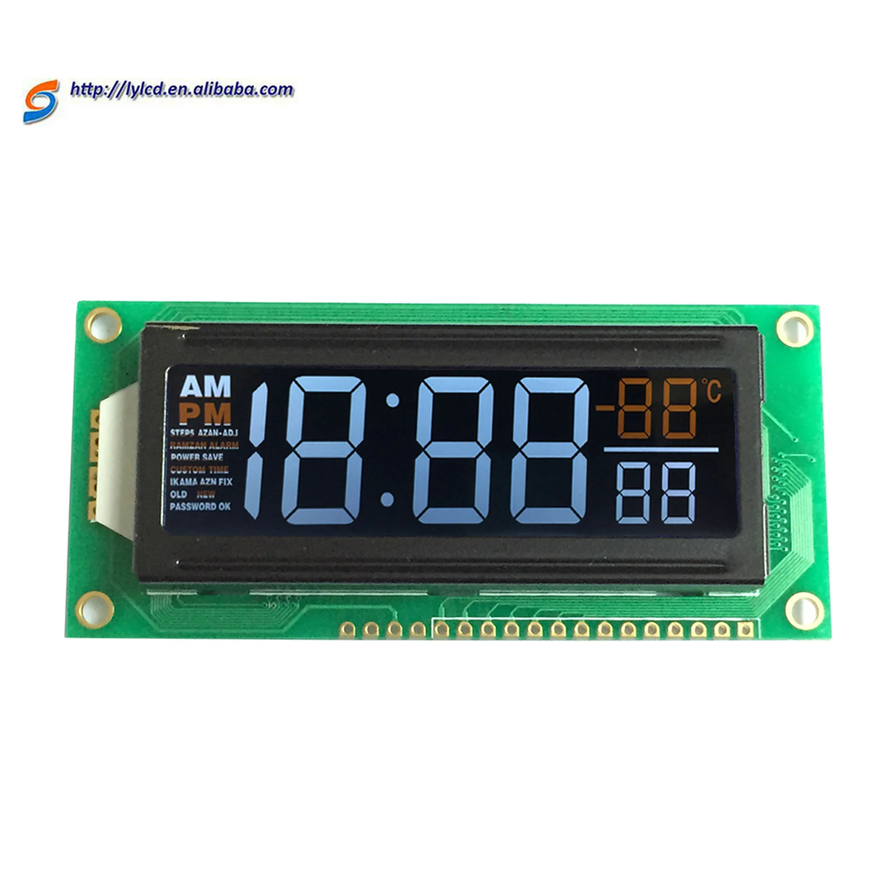 China lcd factory supply monochrome seven segment large e ink lcd clock display module