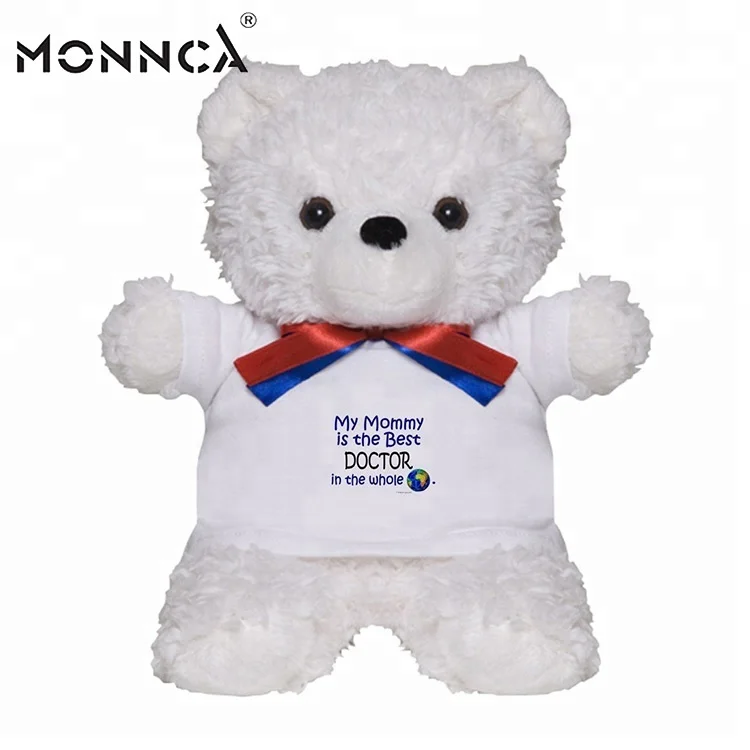 Soft Sublimation Stuffed Animals White Bear with T-shirt