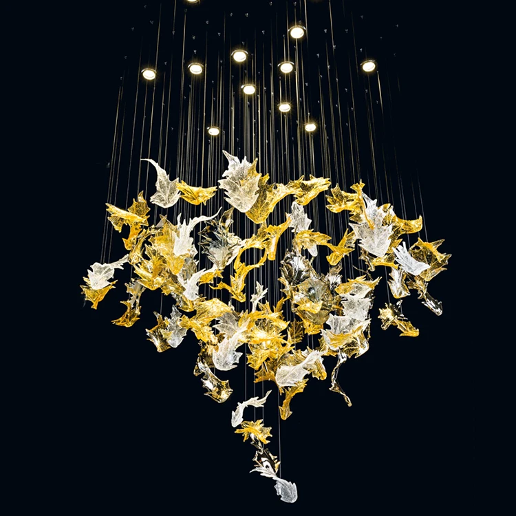 Custom lighting modern fashion art hotel club maple leaf type decorative led chandelier