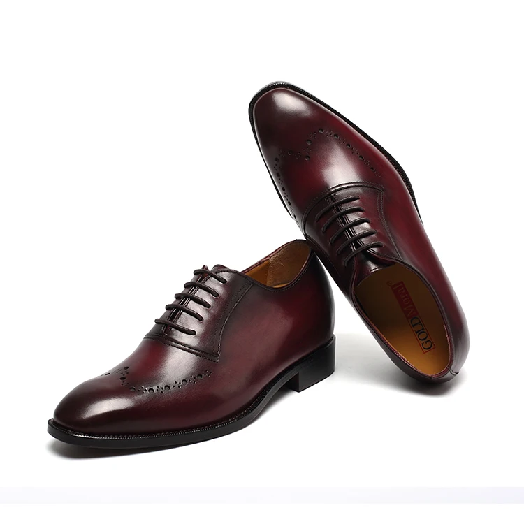 wholesale High End Luxury Height Increasing Footwear Handmade Genuine Leather Elevator Door Shoes Internal heightening 7cm