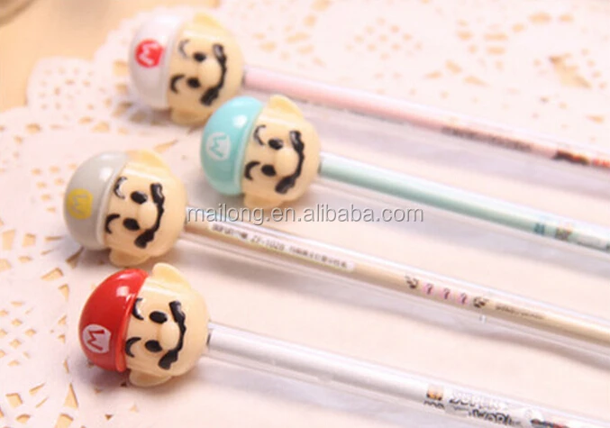 
South Korea Mario gel ink pen with stamp on pot & cap seal Super Mary multi-functional neutral for school PN3058 
