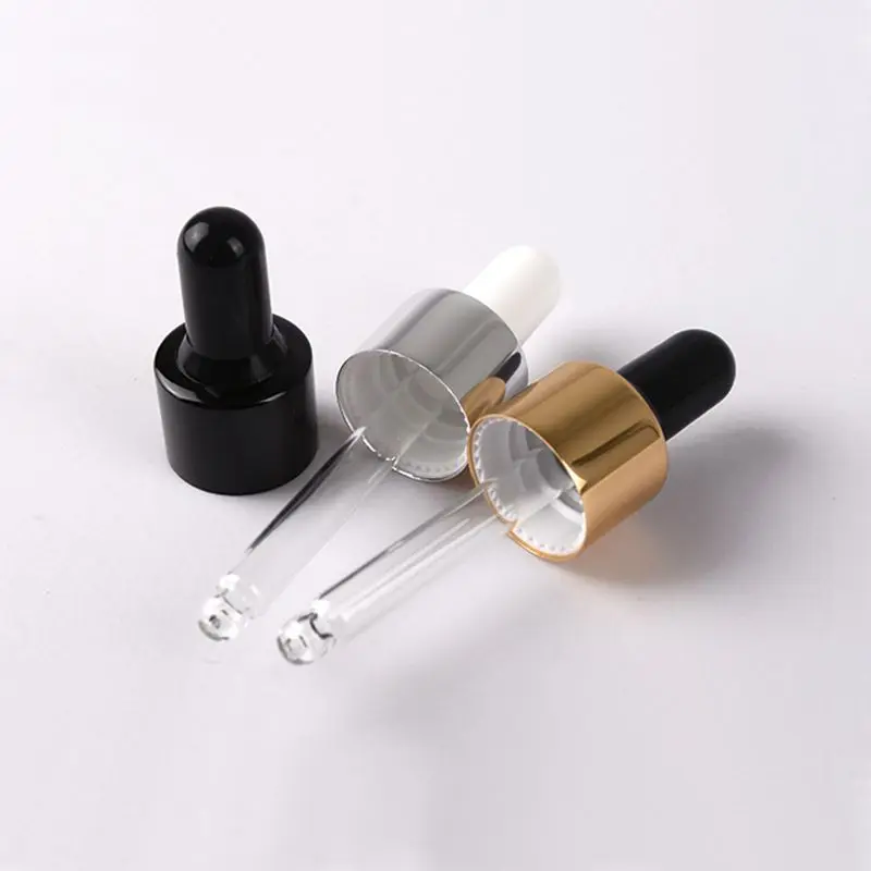 essential oil packaging glass pipette silicone rubber bulb aluminum hole cap dropper