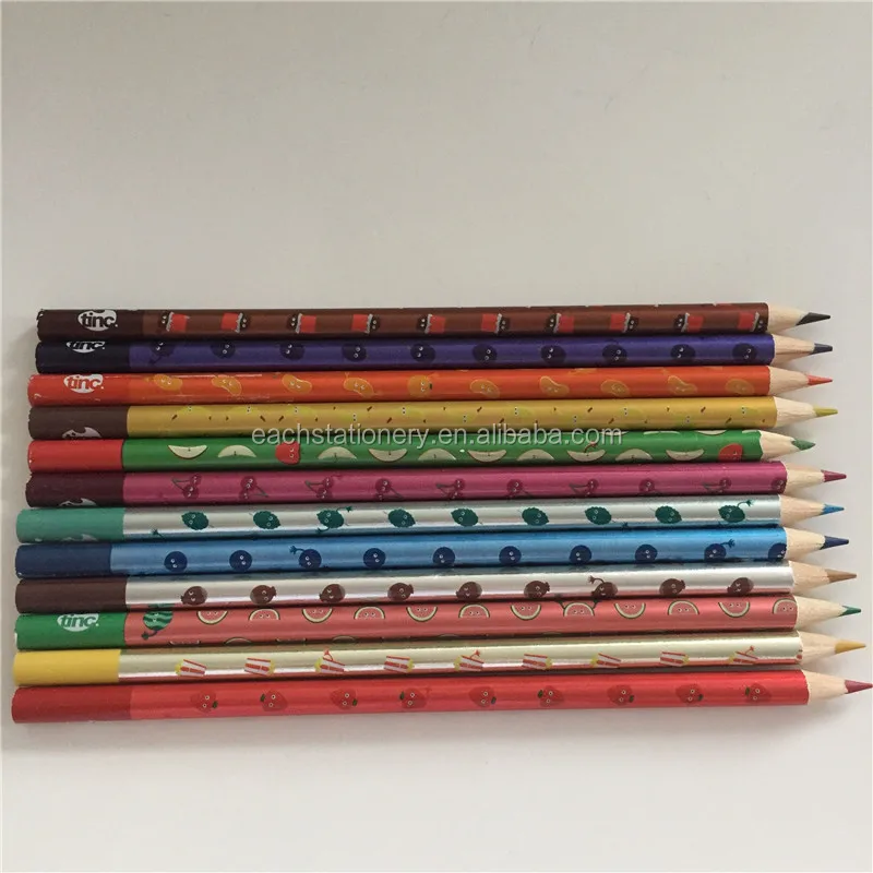 Wooden/Newspaper Body Color Pencil and Heat Transfer Printing Fruit Scented Pencil With Fragrance for Kids