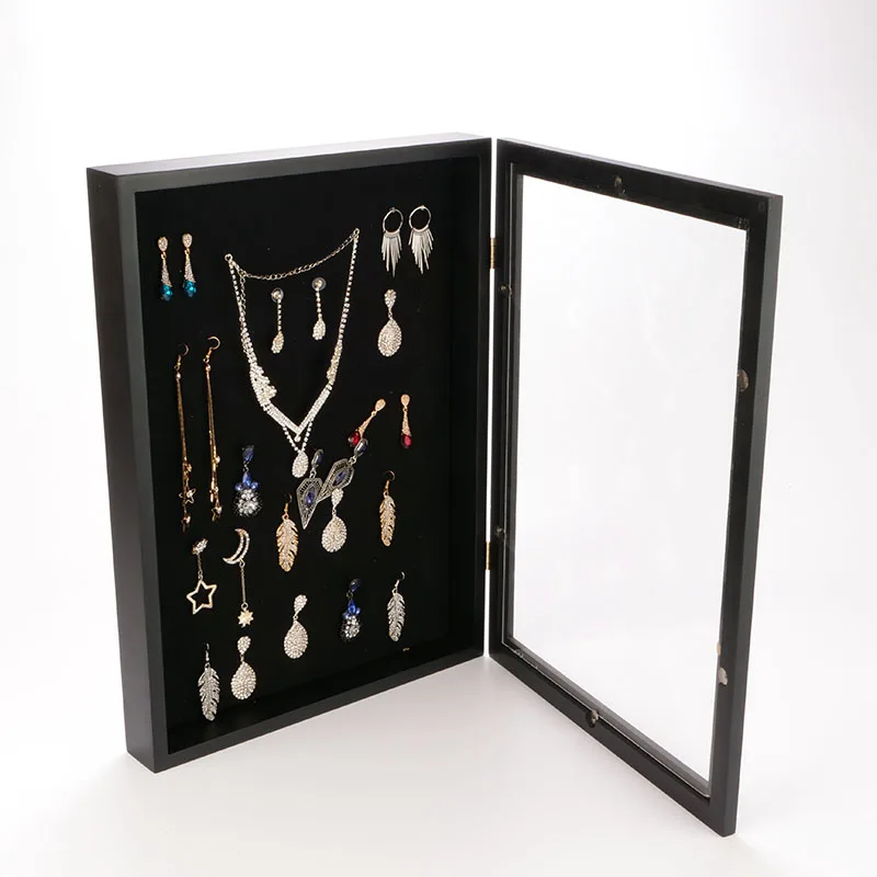 High quality jewelry frame pins large black 3d frame shadow box display case wall hanging shadow box frame