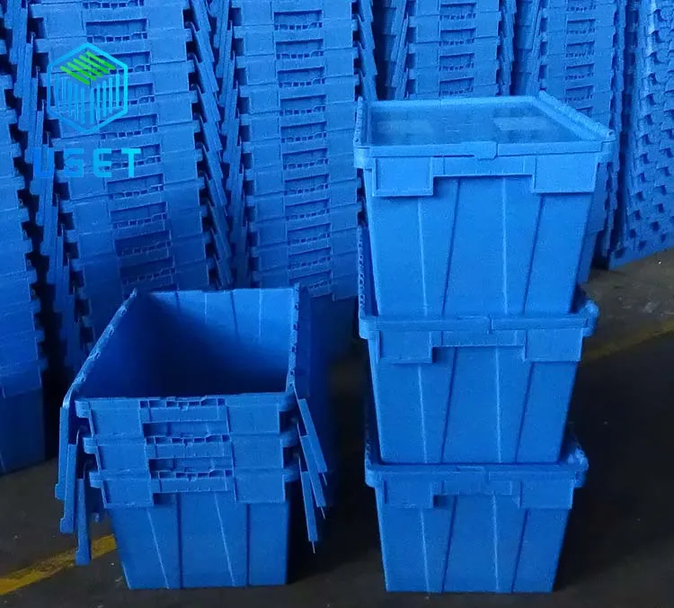 90L Removal Plastic Shipping Turnover Box for Electronic Security Transport Crate with Padlock