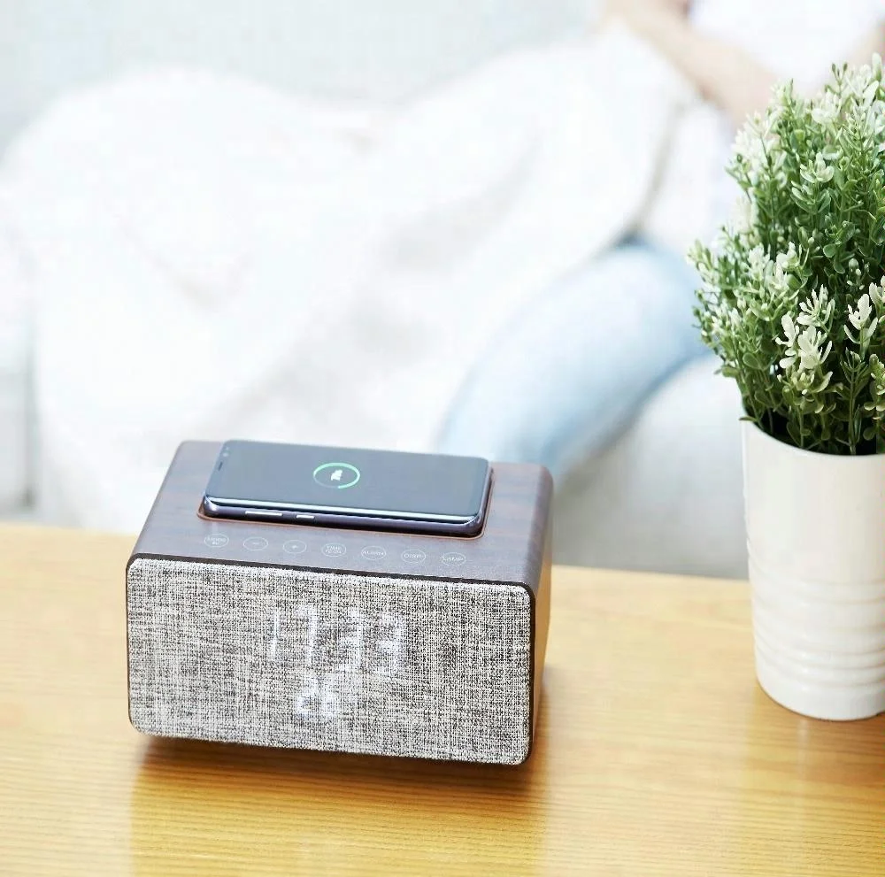 deep bass wireless charger wifi blue tooth speaker HIFI alarm temperature