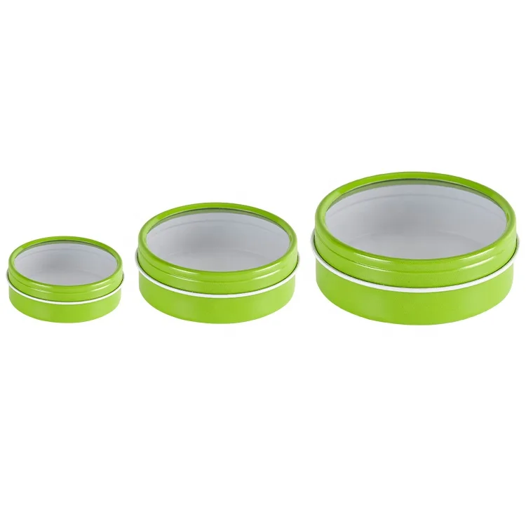 Tinplate Material Transparent Window Tin Can Stretch Small Round Candy Gift Cans with Clear Lid Storage Packaging Metal Tin Box