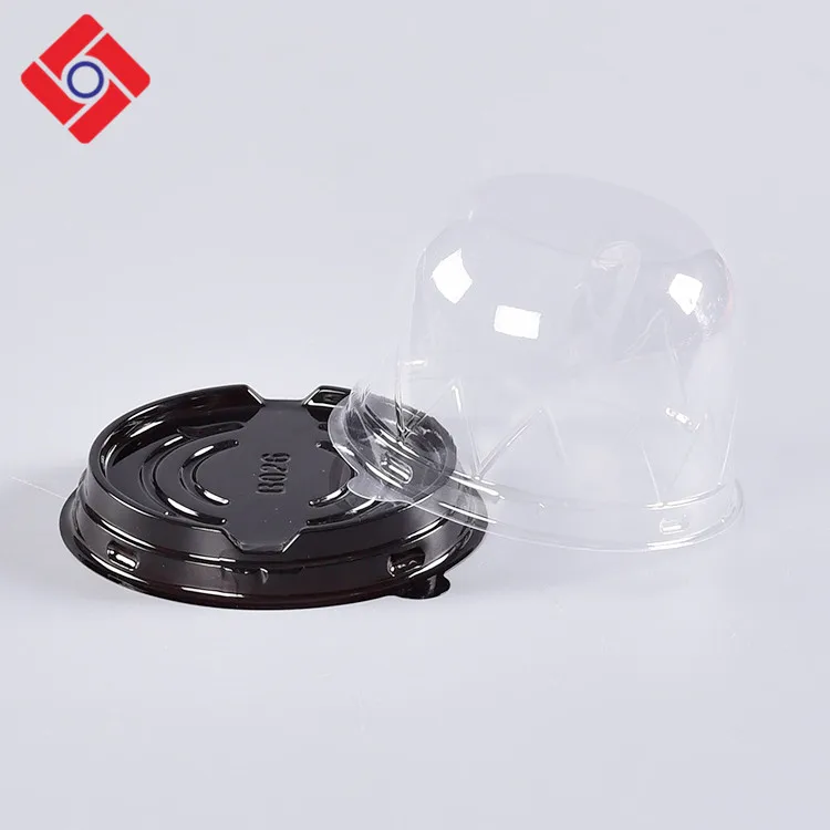 Disposable Plastic Cup Cake Packaging Container Box Round With Clear Lid