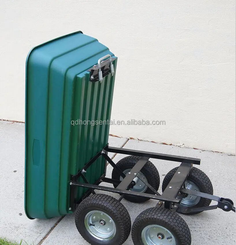 75L 125L 4 wheel heavy duty poly plastic tray dump garden carts