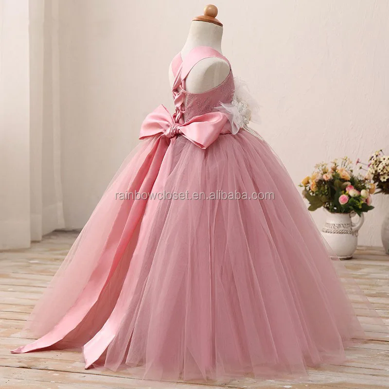 Кружевное платье для девочек без рукавов с цветами, розовое кружевное платье в пол из тюля, оптовая продажа