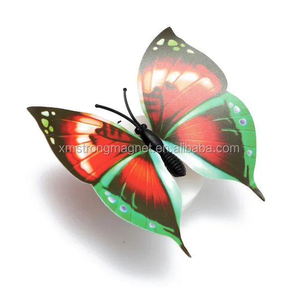 LED change colour night light Luminous magnetic butterfly fridge magnet