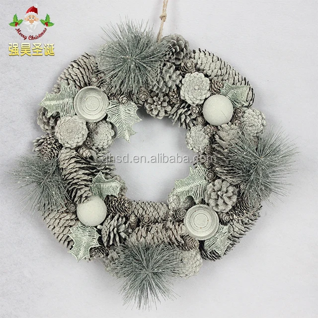 Factory wholesale Handmade Christmas Candlestick wreath Natural material 20526