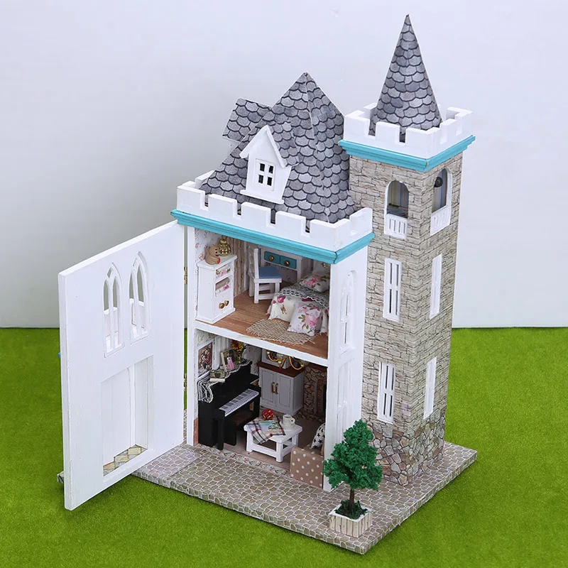 1 24 scale DIY miniature white castle miniature doll house wooden kits mini castle