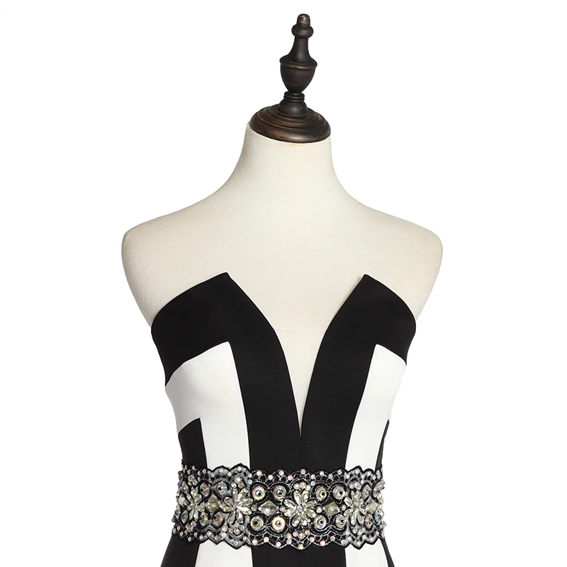 Sexy deep V neck design party skirt short black and white cocktail dresses