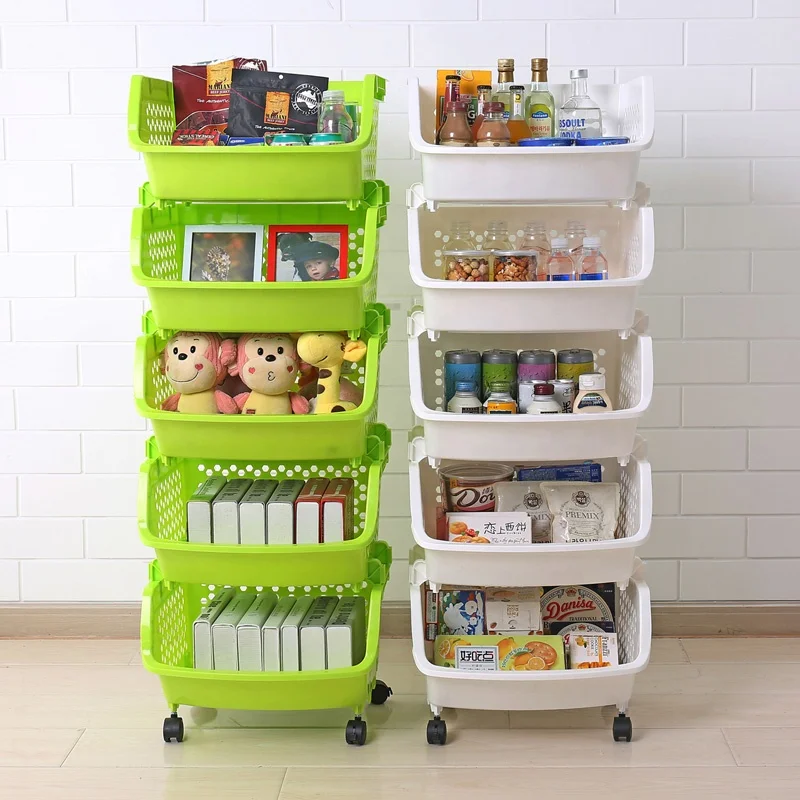 
household five layers plastic folding fruit rack kitchen wall rack 