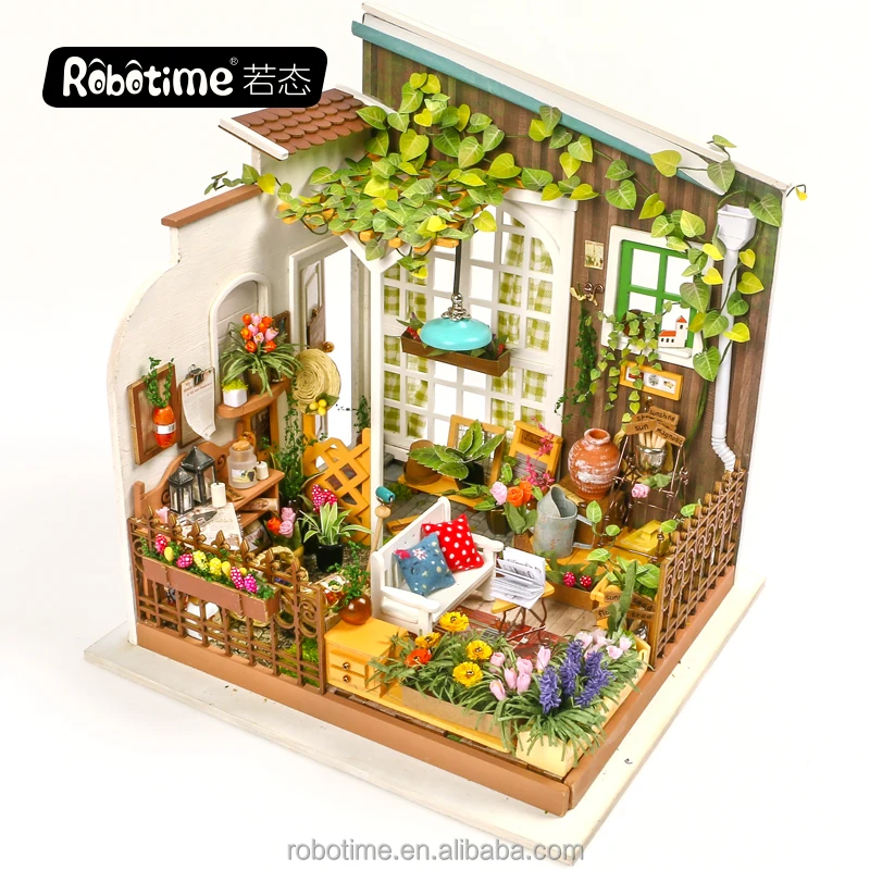 
Robotime diy miniature dollhouse kit with LED for girls 