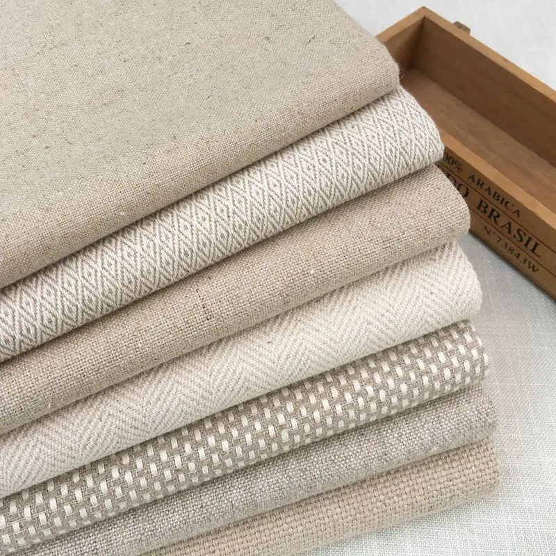 
150CMx100CM Contemporary Heavy Linen Cotton Fabric Natural Woven Upholstery DIY Eco-friendly Sofa Cover Fabric Width 145 cm Sell 