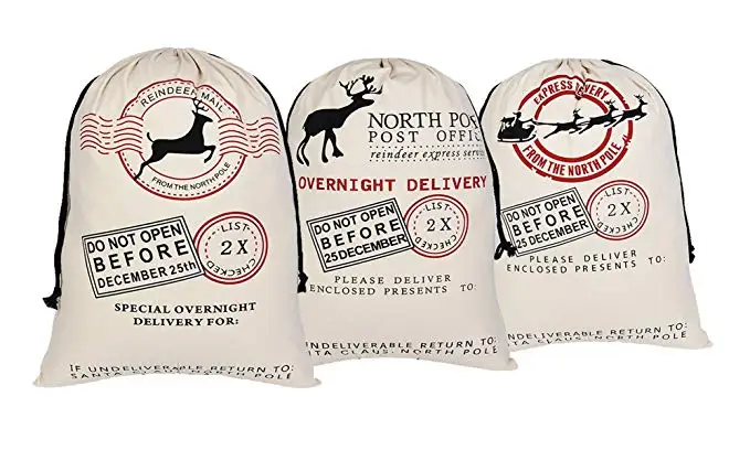 Санта-мешок для рождественские детские пижамы с рождественским сумка мешок Санта в декорированном мешковиной горшке рождественские подарочные пакеты