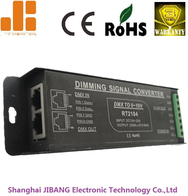 Shanghai JIBANG DC15-30V Input 4CH DMX to 0-10V Converter RT2104