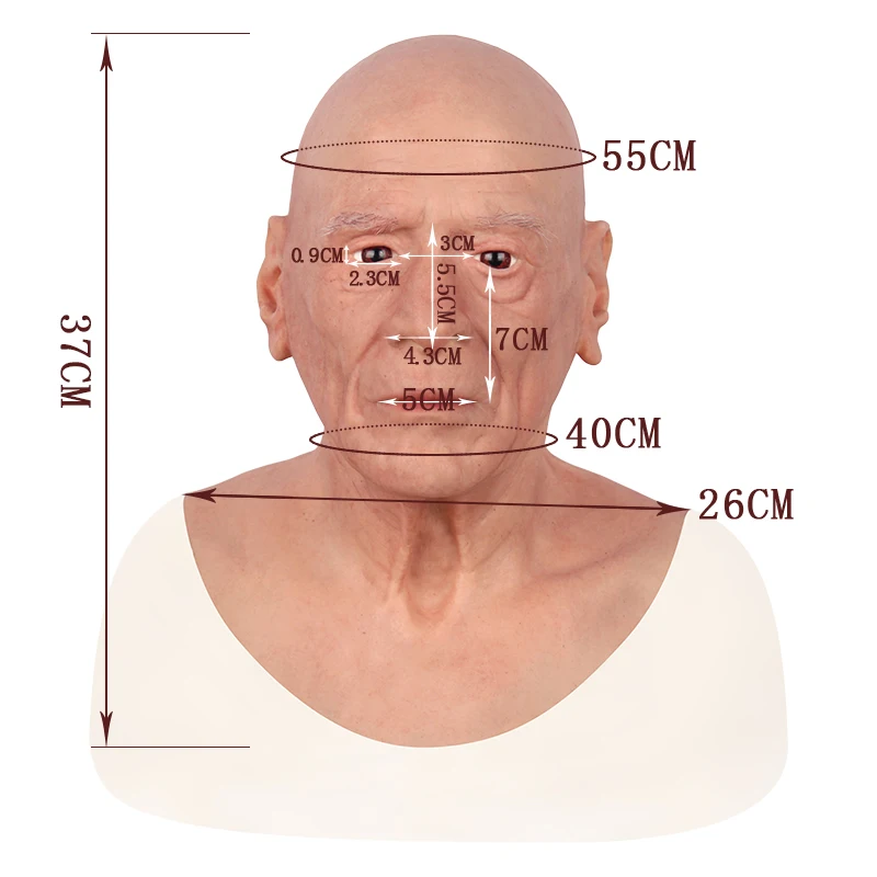 2019 Top Quality Party Masquerade Male  Props Human Halloween Face Silicone Realistic Full Head Masquerade