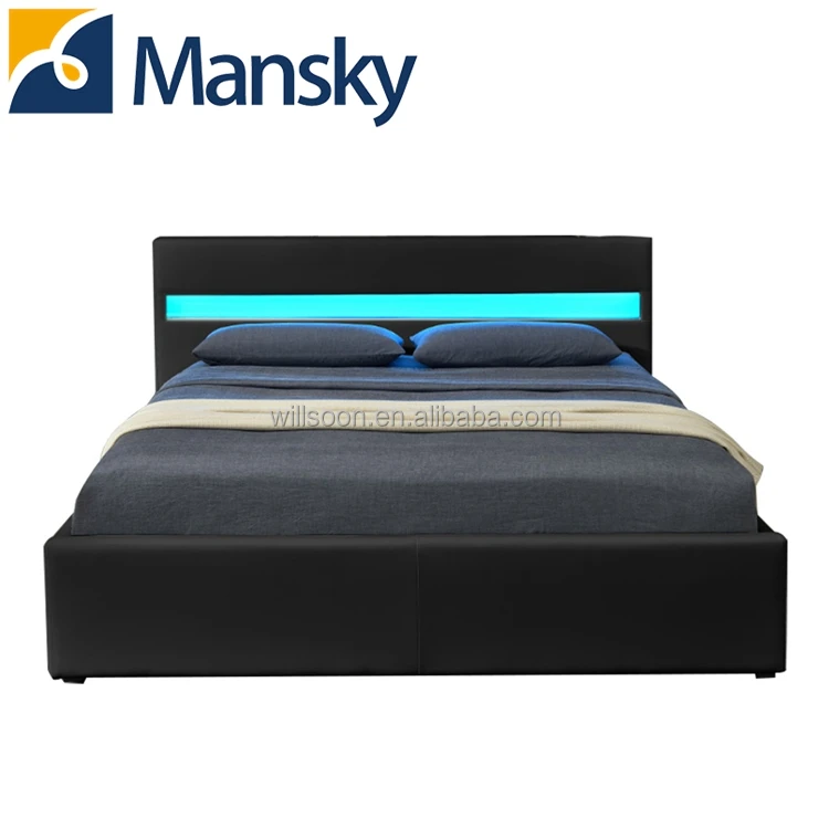 Willsoon furniture upholstery PU leather storage gas lift bed with Speaker and storage