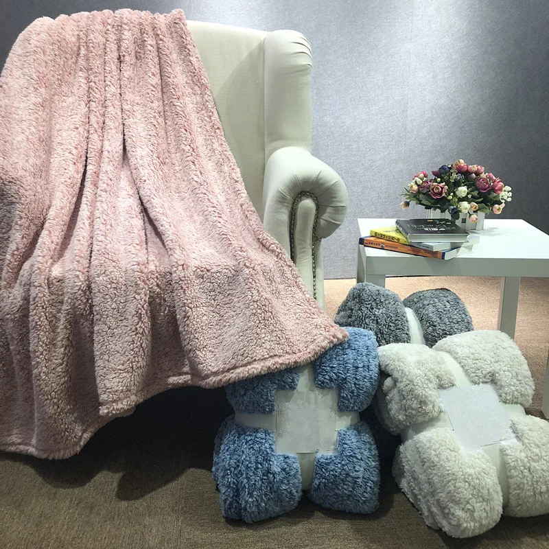 Fabric Sherpa Fleece Throw Blanket New Polyester TEC Melange Yarn Plain 100 Winter Knitted Rectangular 30-45 Days 200-350GSM