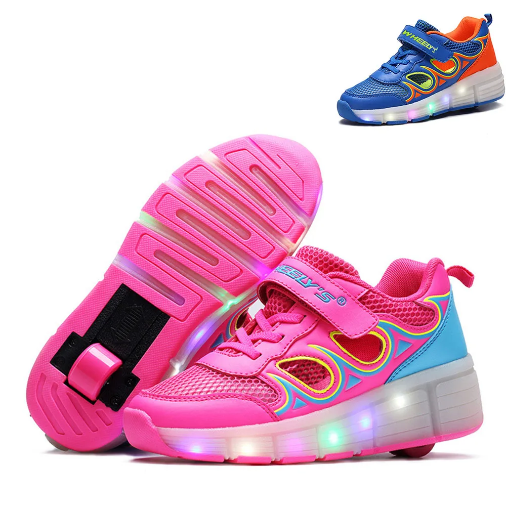 Brand Boys Girls LED Heelys Children Wheelys Child Roller Shoes Outdoor Sport Sneakers with Wheel Heelys