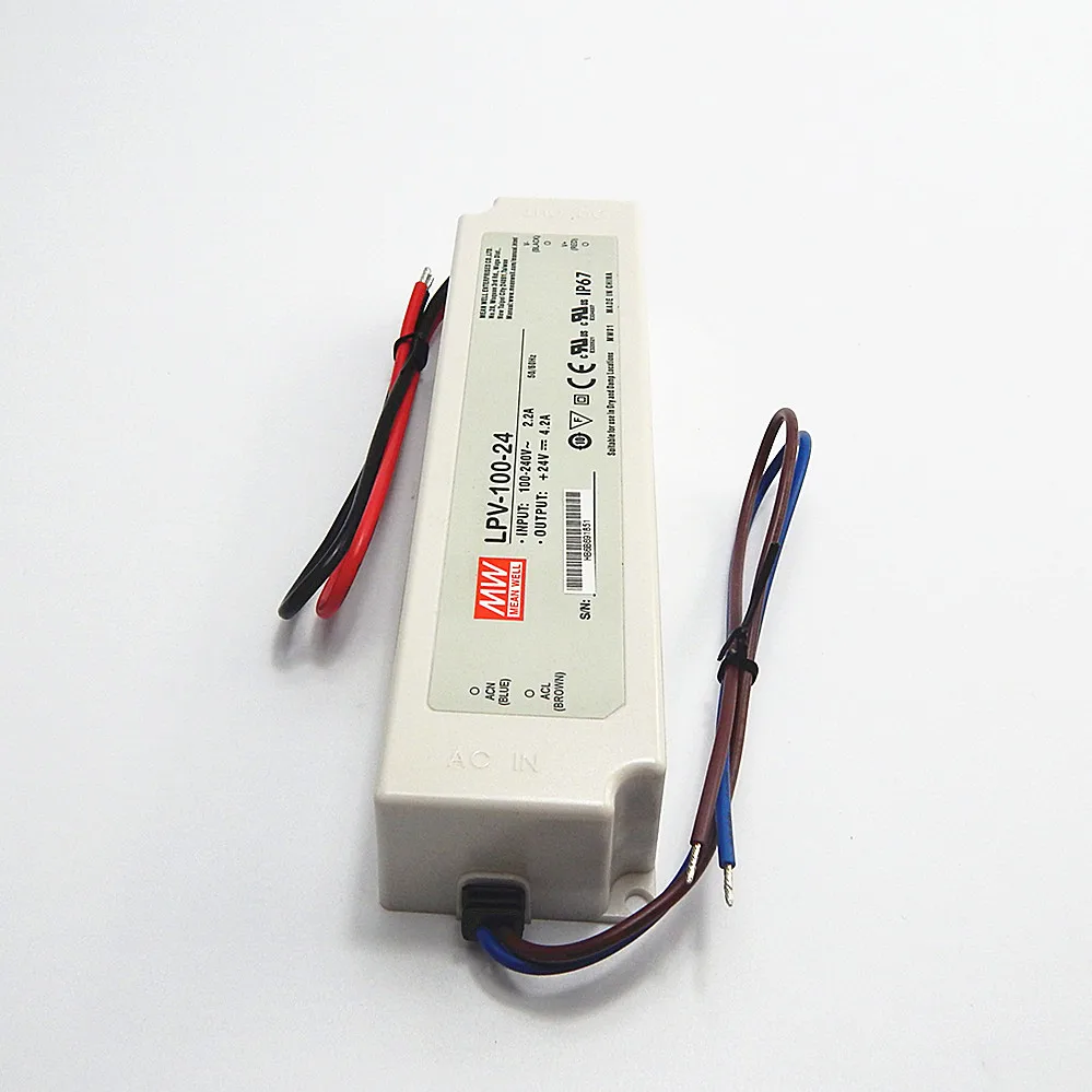 Original Meanwell LPV-100-24 4.2A 100W Waterproof LED Driver 24V Power Supply 100W For LED Strips