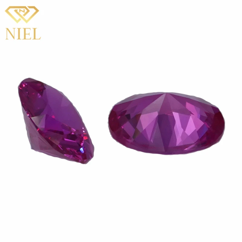 Niel gems 3# synthetic rose sapphire gemstones egg shape corundum stones prices pink saphire oval ruby