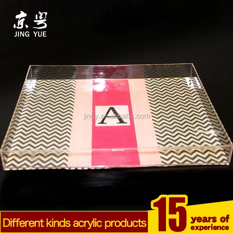 wholesale restaurant custom clear transparent bar acrylic pmma plexiglass coffee tea tray acrylic serving tray with two handles