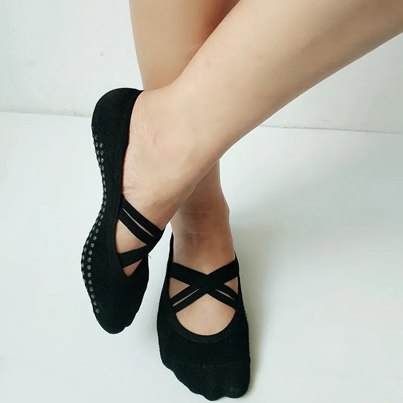 Высококачественные носки для йоги, Нескользящие Хлопковые женские осенние носки для йоги, пилатеса с захватами