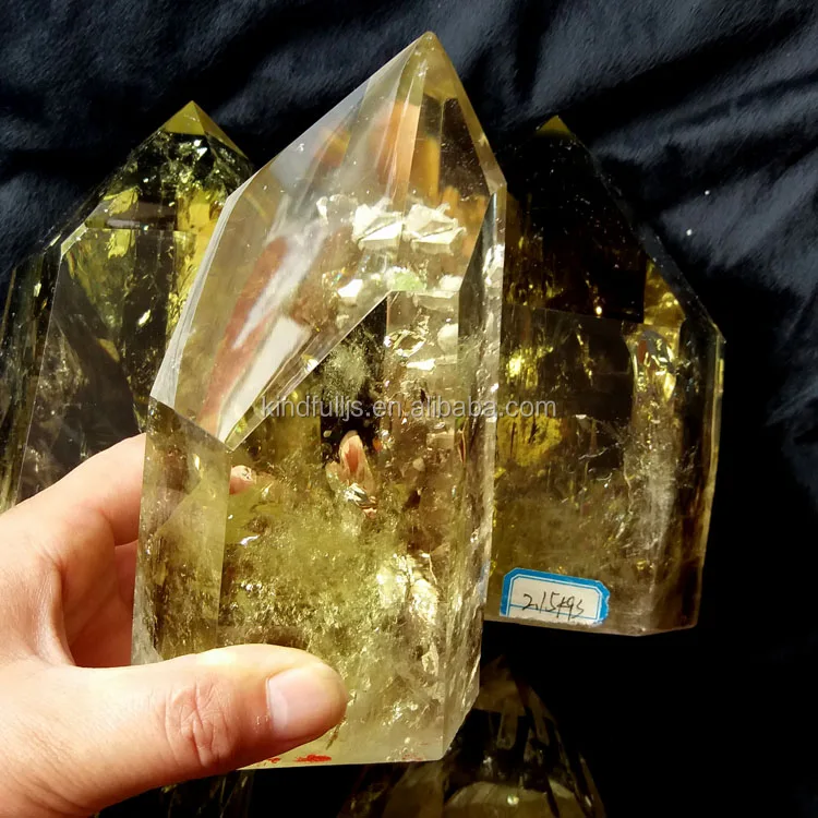 top quality natural rock polished citrine quartz stone wand yellow crystal points for sale