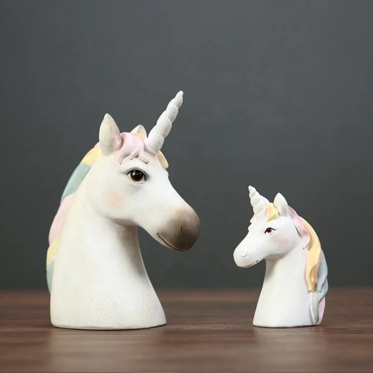 Custom promo eco Christmas gift horse unicorn head resin figurine for kids
