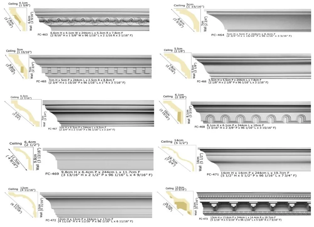Polyurethane High Quality beautiful cheap decorative PU Moulding gypsum foam exterior ceiling Crown for House Cornice