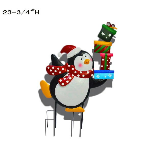 Metal Christmas Holiday Yard Winter Garden Stakes Snowman Santa Stakes