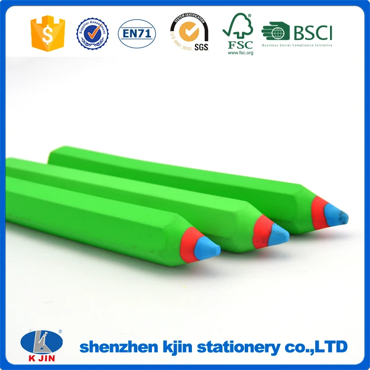 Jumbo big mistake green color pencil shaped rubber eraser for school