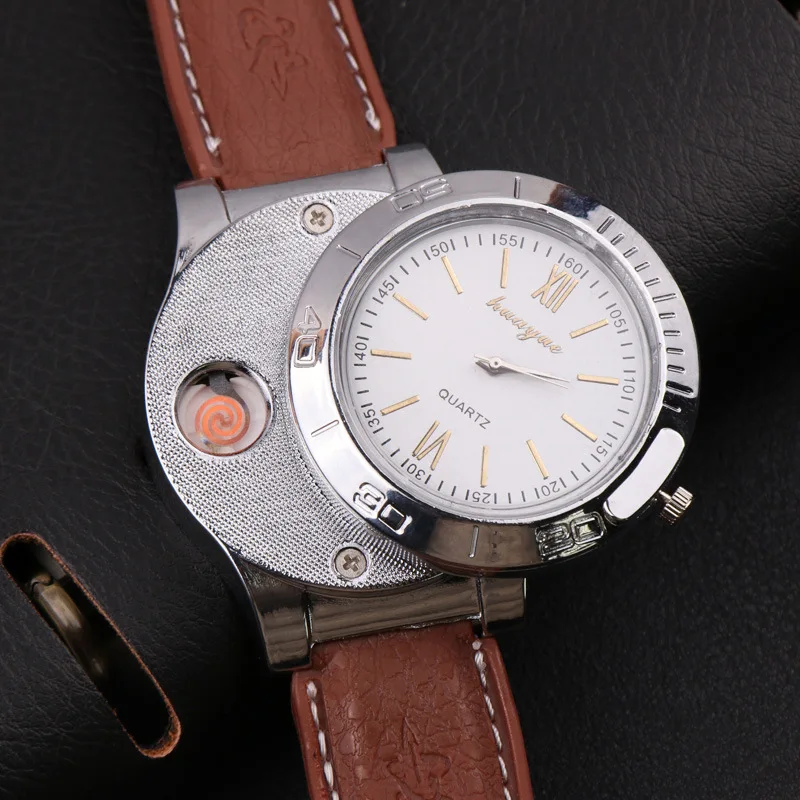 Unique design windproof usb cigarette lighter watch electric lighters for man