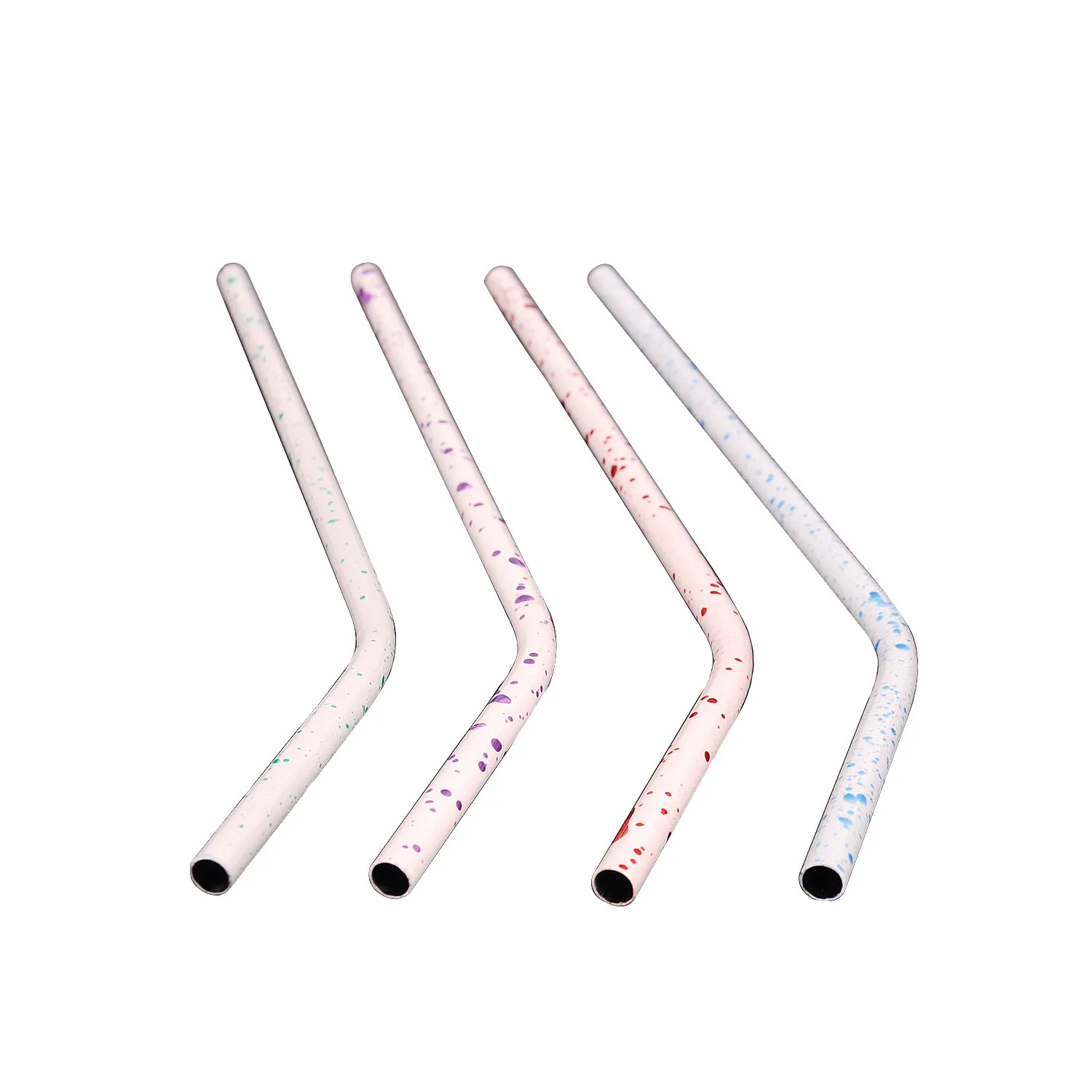 Eco-Friendly Reusable Color Change Food Grade Stainless Steel Metal bent staight Long Drinking Straws set With Cleaning Brushes