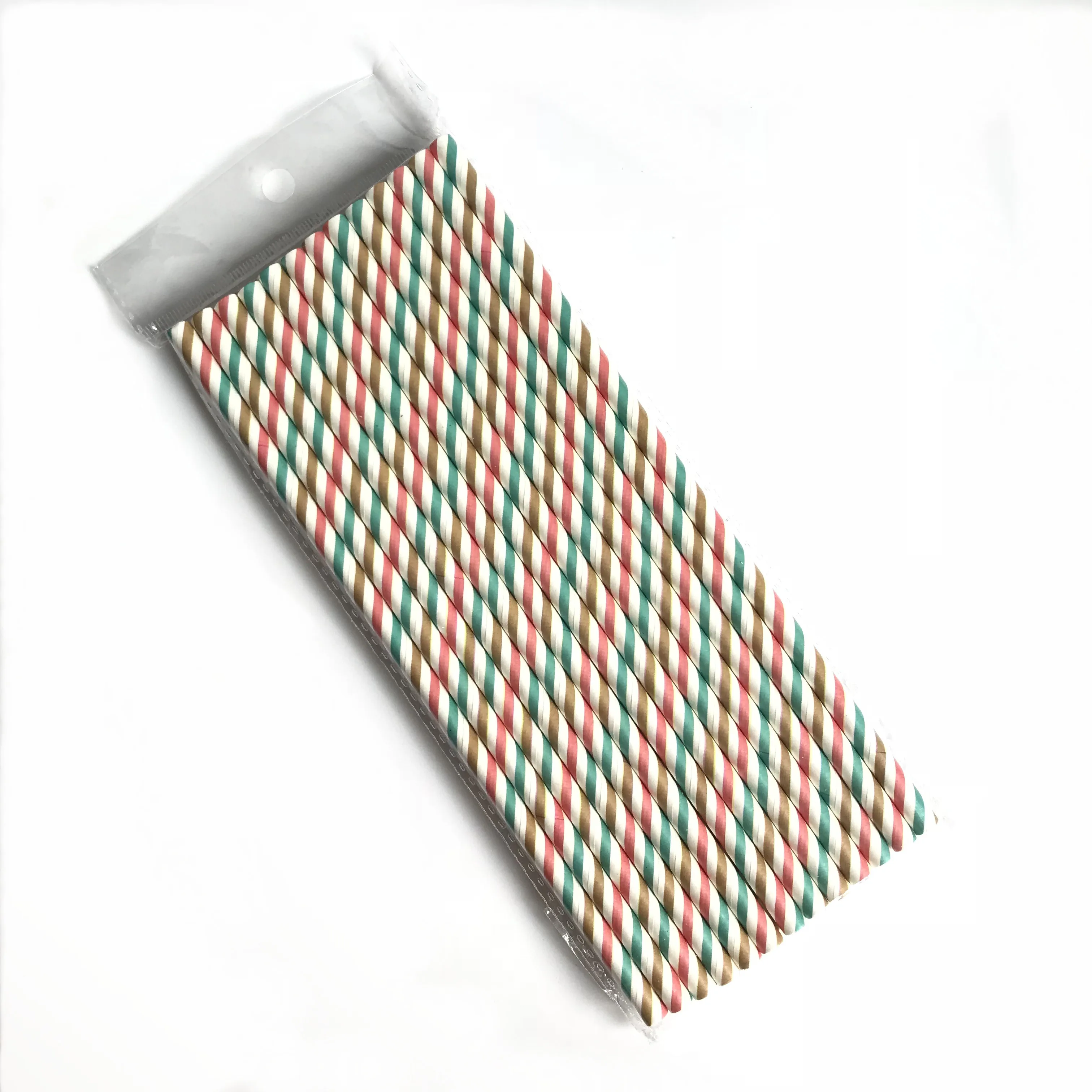 Customized Colorful Stripes Thickened Paper Wrapped Straws Party Bar Drinking Straw Bulk Packaging