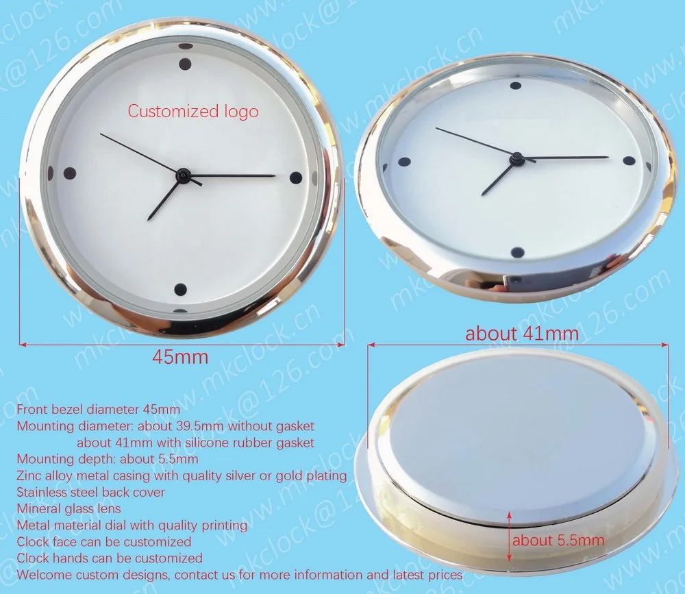
45mm crystal clock insert glass table clock fit up PC21 watch movement insert clock insert unit with silicone rubber gasket 