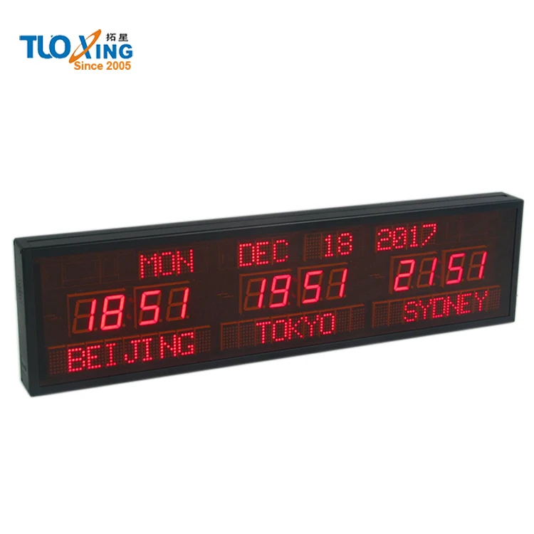 1.8 inch LED digital world time calendar clock wall clock