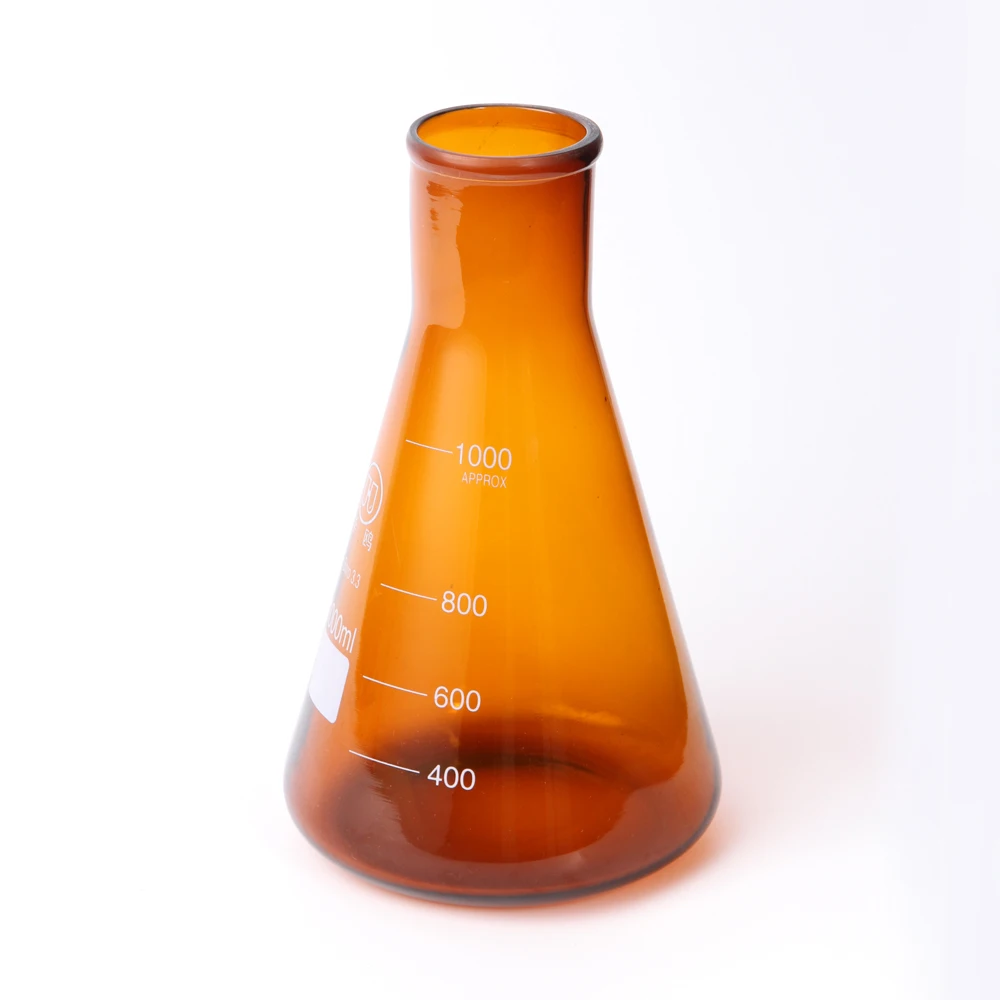 
HUAOU Conical Beaker with spout Amber Glass Boro 3.3 Glass, Glass Beaker 