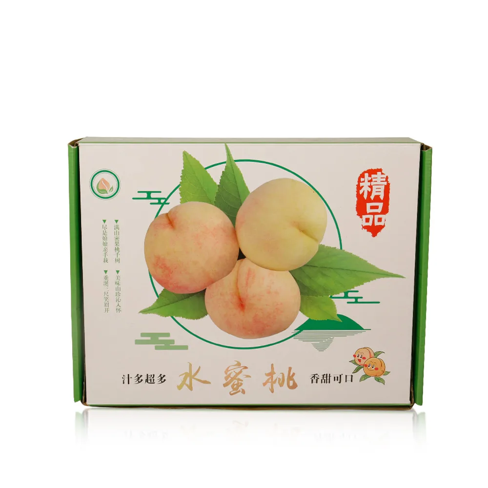 Forest packing gift fruit box with handle honey peach packaging tray