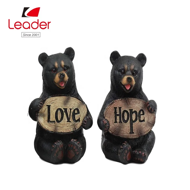 Home Table Decorative Polyresin Black Bear Squirrel and Turtle Friendship Tale Figurine
