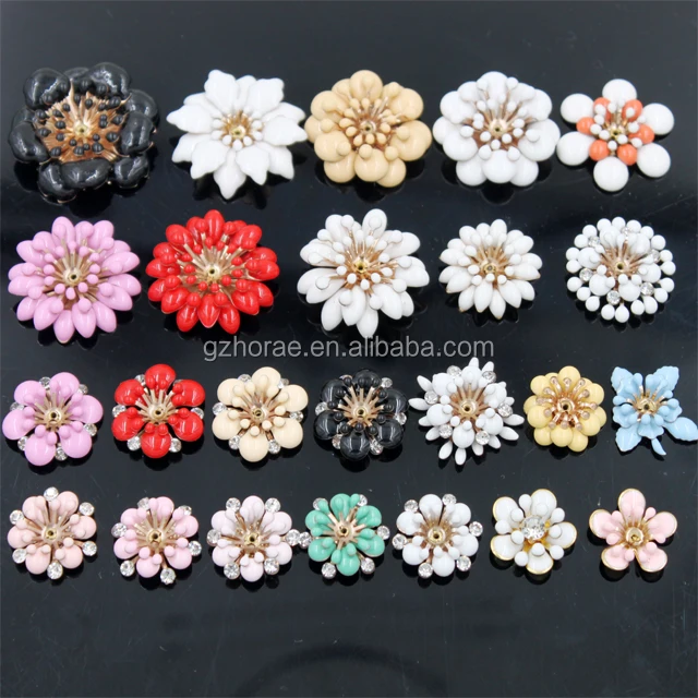 R113 cheap rhinestone flower bead shoe accessories metal shoe buckle for decoration