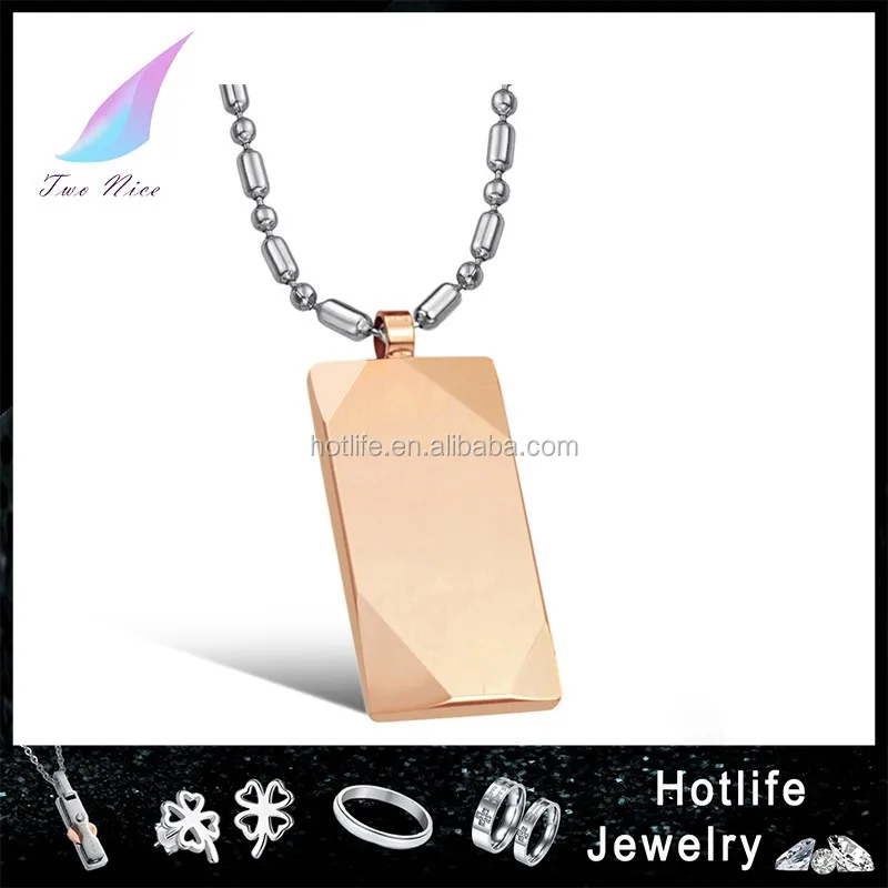 Men jewelry rose gold plating tungsten Steel energy pendant with metal necklace