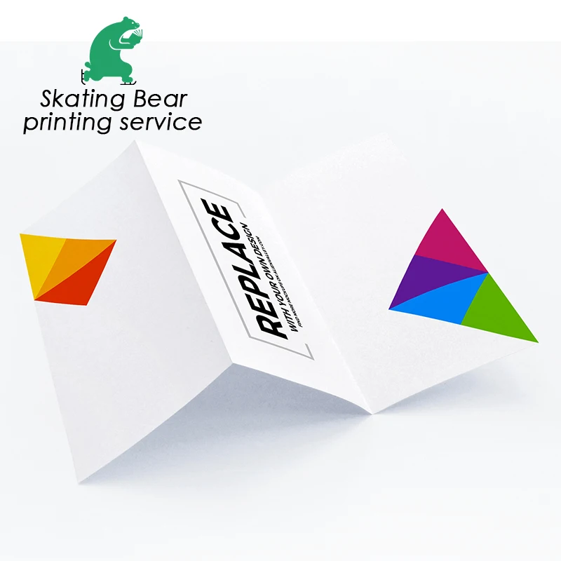 Z stylish folded leaflet brochure printing service A4 200 gsm glossy art paper with Hot Stamping fast delivery