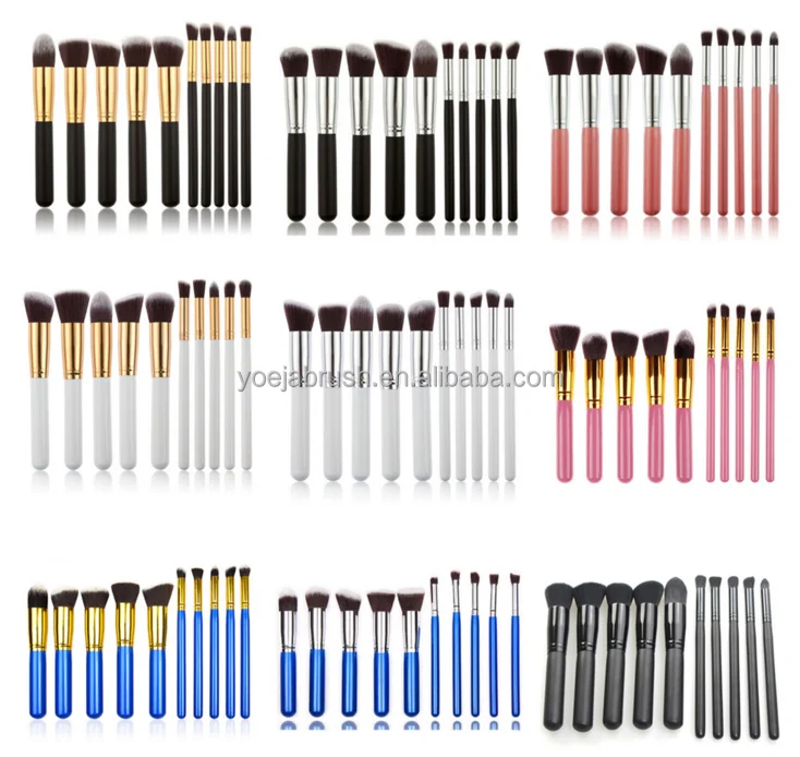 Kabuki Makeup Brush 10 Piece Synthetic Beauty Makeup Brush Set Maquiagem